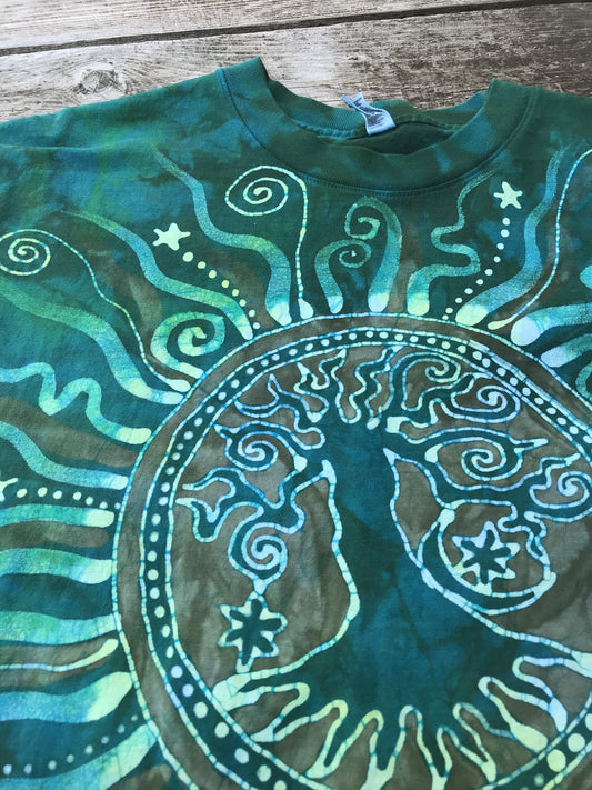 Solstice Radiance Tree of Life Organic Cotton Tshirt in Life Giving Green tshirt batikwalla 