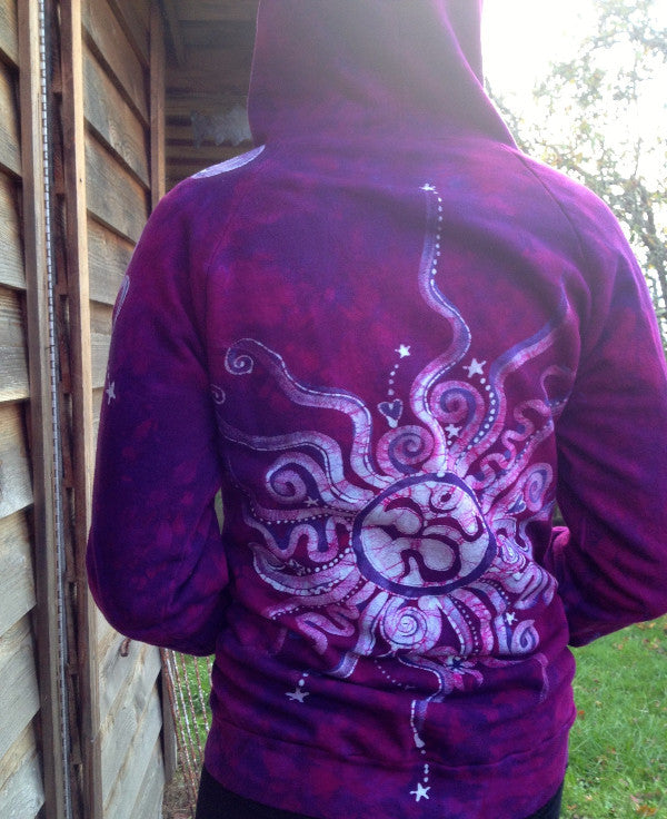 Pink Om Brighten Up A Cloudy Day Organic Batik Hoodie - Batikwalla 
 - 4