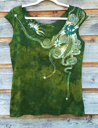 Moon Beams In Dancing Green Batik Top - Batikwalla 
 - 6