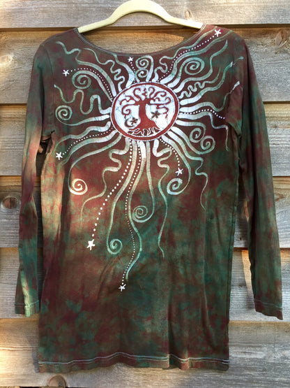 Tree Of Life In The Usnea Forest Long Sleeve Batik Top - Batikwalla 
 - 2