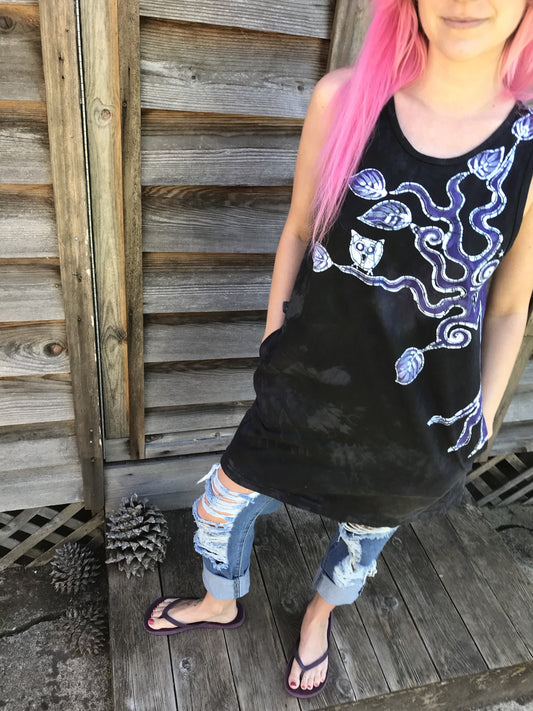 Summer Owl Dress in Moss Batik Dresses Batikwalla by Victoria 