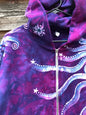 Purple Magenta Moon and Star Handcrafted Batik Zipper Hoodie - Size XL hoodie batikwalla 