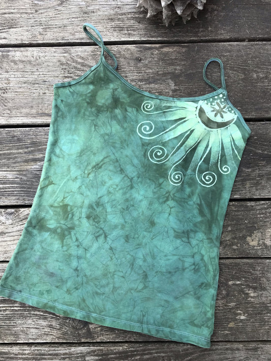 Teal Sun Rising Stretchy Tank Top Tops batikwalla 