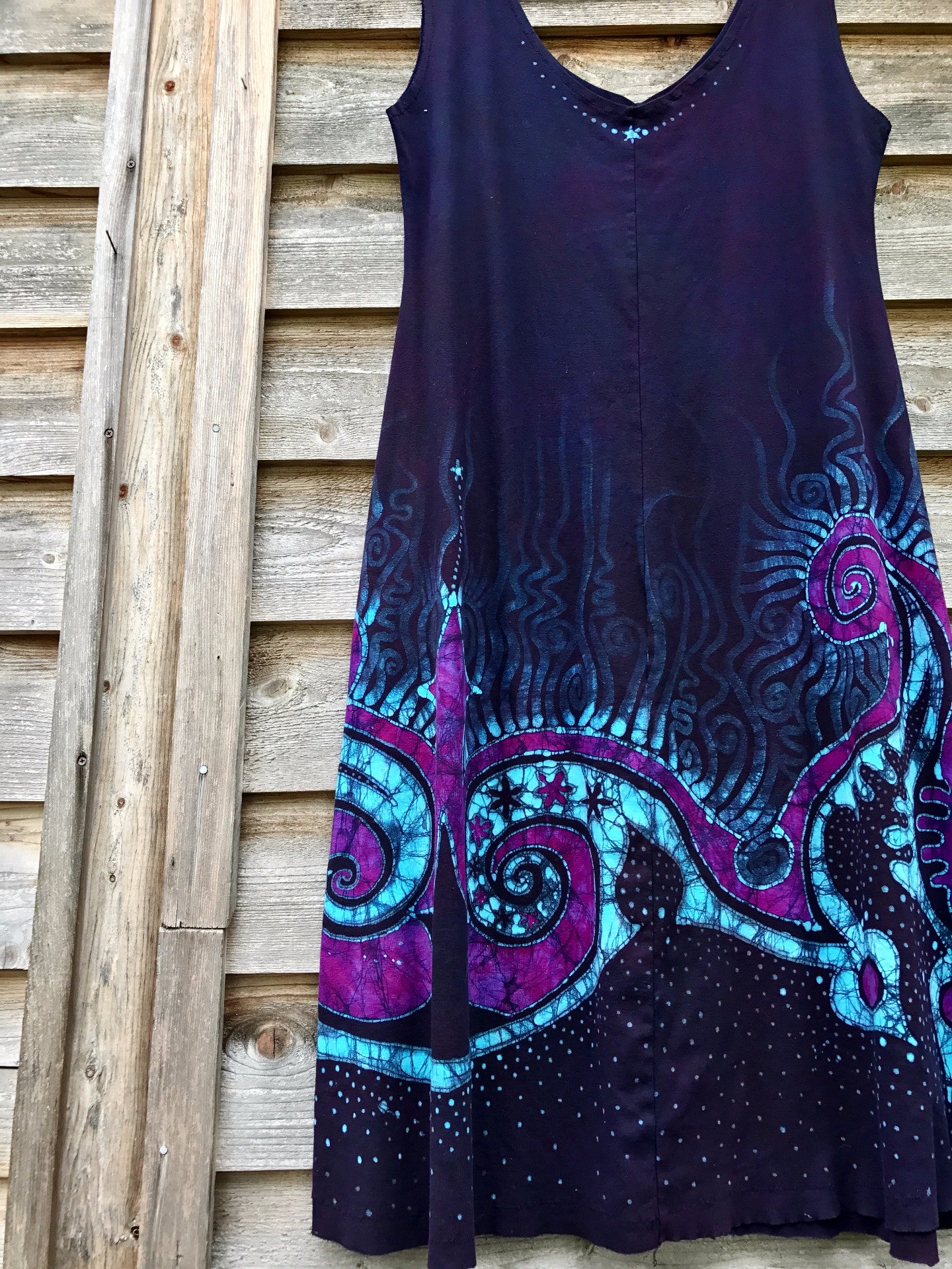 Deep Purple Sea Of Dreams Organic Cotton Batik Dress - Size XL