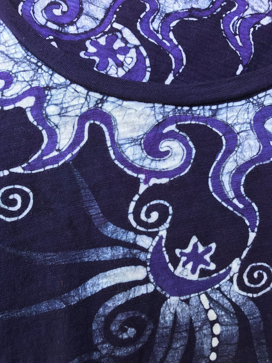 Navy Blue Batik Necklace Tee