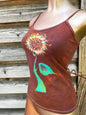 Red Sunflower Garden Batik Tank Top Tops batikwalla Medium 
