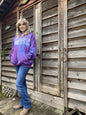 Light Blue Purple Sunset - Handcrafted Batik Pullover Hoodie hoodie batikwalla Large 