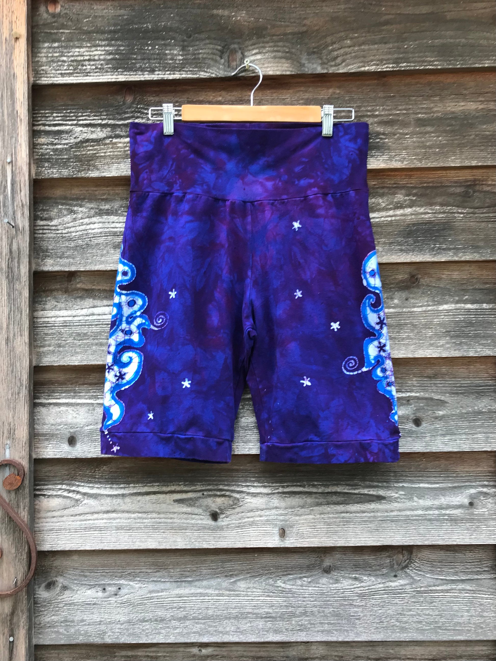 Blue Purple Batik Flame Biker Shorts Batikwalla by Victoria 