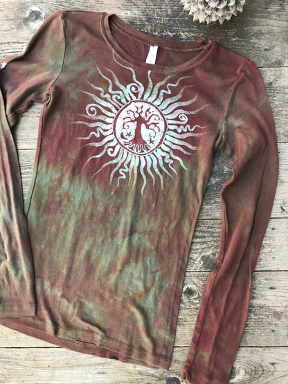 Earth Tree Sun Handmade Long Sleeve Batik Top