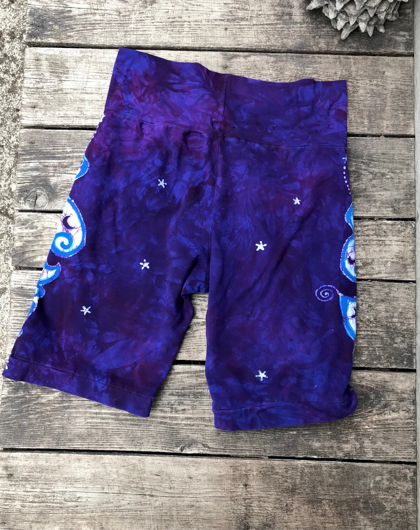 Blue Purple Batik Flame Biker Shorts Batikwalla by Victoria 