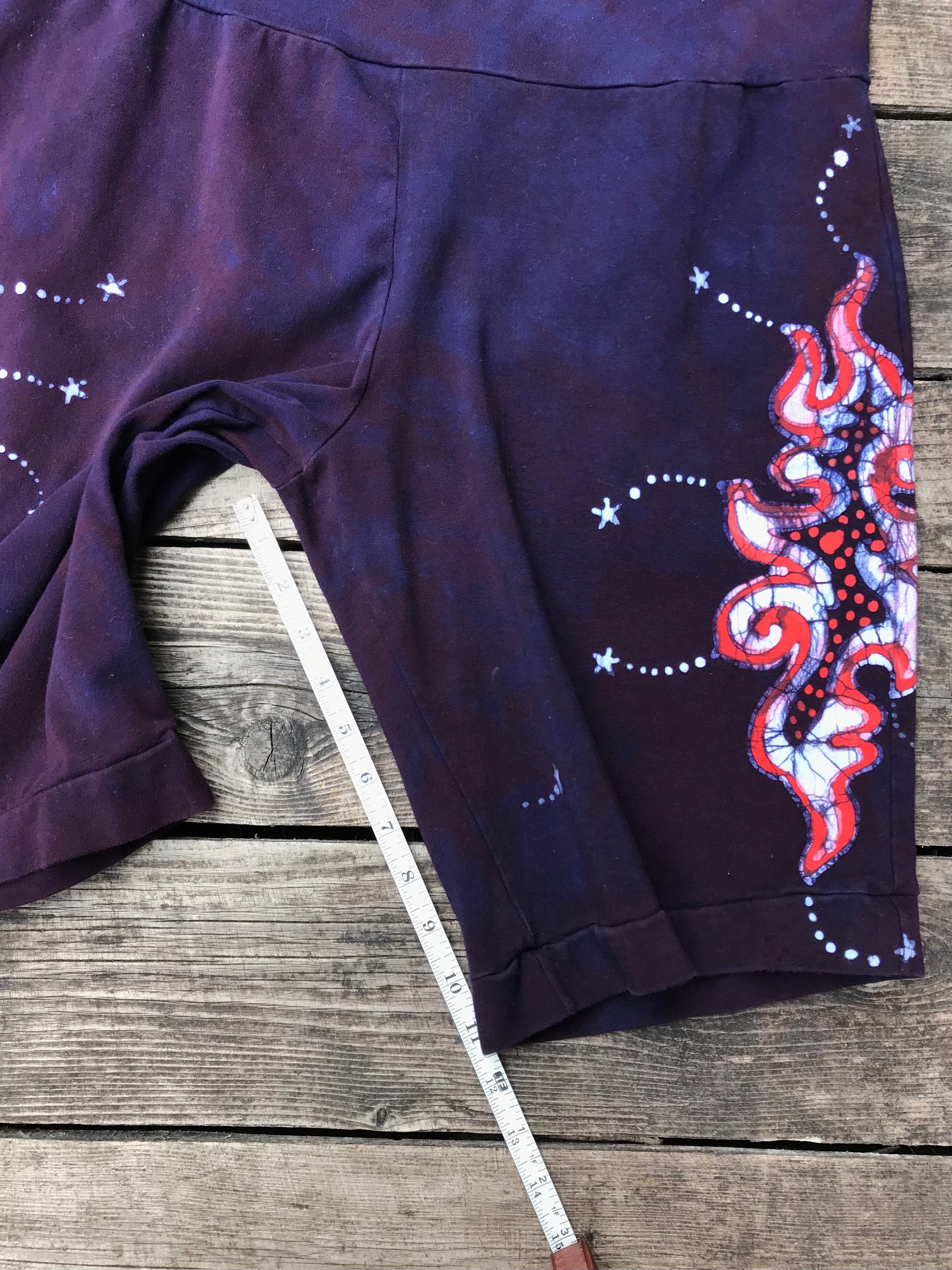 Firecracker Eggplant Batik Flame Biker Shorts Batikwalla by Victoria 