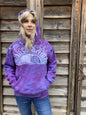 Light Blue Purple Sunset - Handcrafted Batik Pullover Hoodie hoodie batikwalla Small 