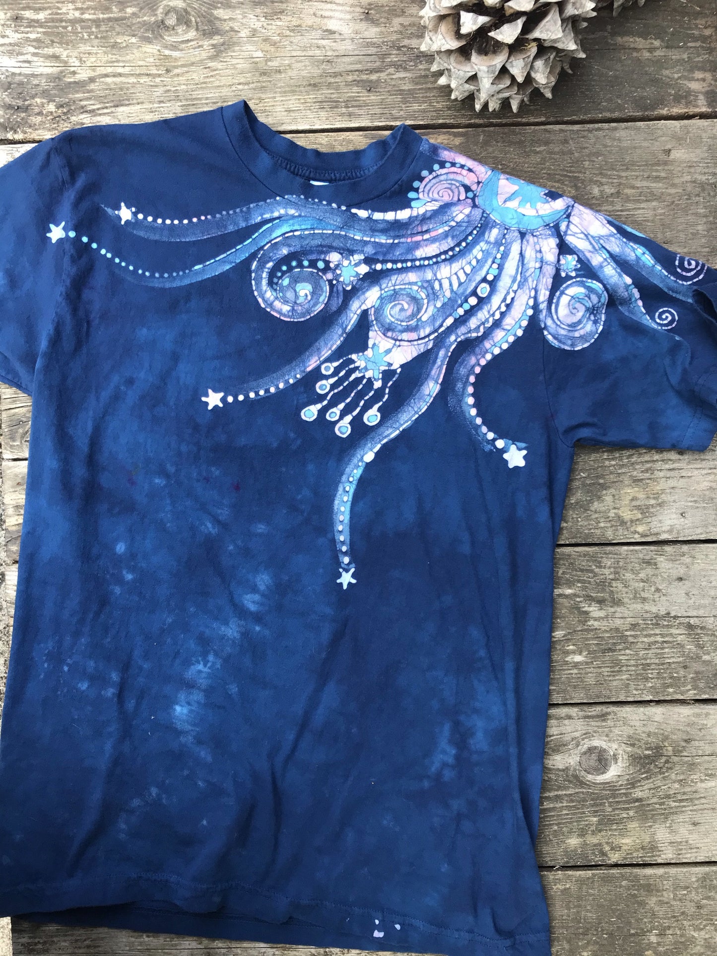 Rhythm & Blues Moonbeams - Batikwalla Hand-painted Batik Tshirt tshirt batikwalla 