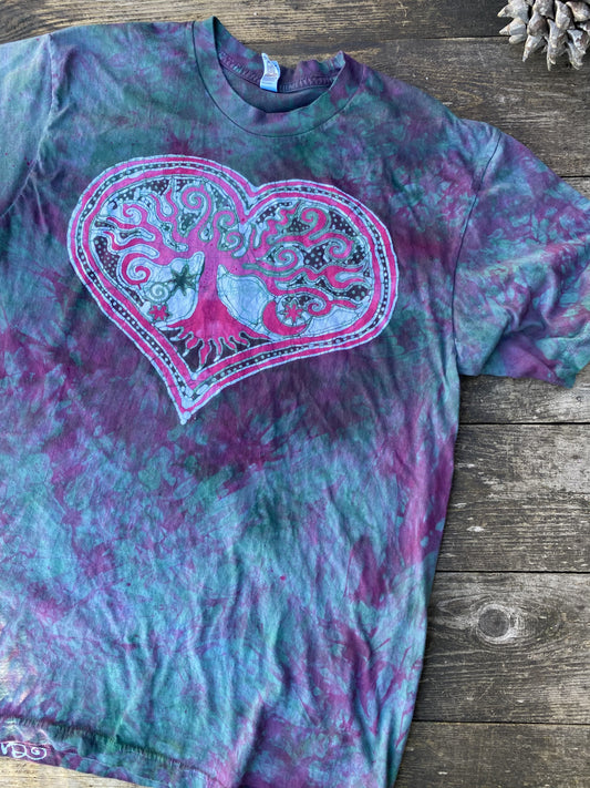 Tourmaline Heart Tree - Hand Crafted Batik Tshirt Batikwalla by Victoria 