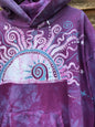 Light Blue Purple Sunset - Handcrafted Batik Pullover Hoodie hoodie batikwalla 