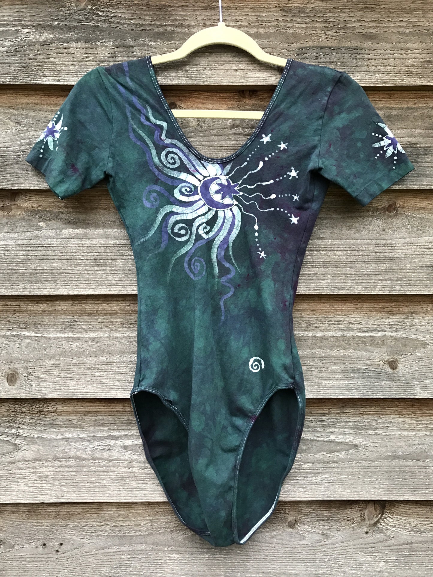 Teal Moon Dance Batik Leotard On Sale - Imperfect Stitching - Size Large