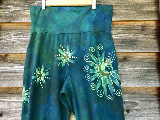 Teal Moon and Star Garden Lounge Pants batikwalla 