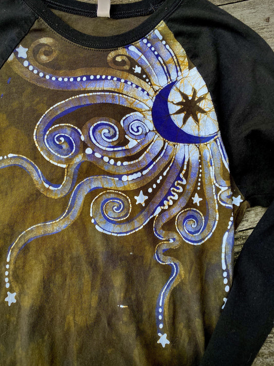 Mustard & Purple Moonbeams Black Raglan Long Sleeve Batik Top by Batikwalla Batikwalla 