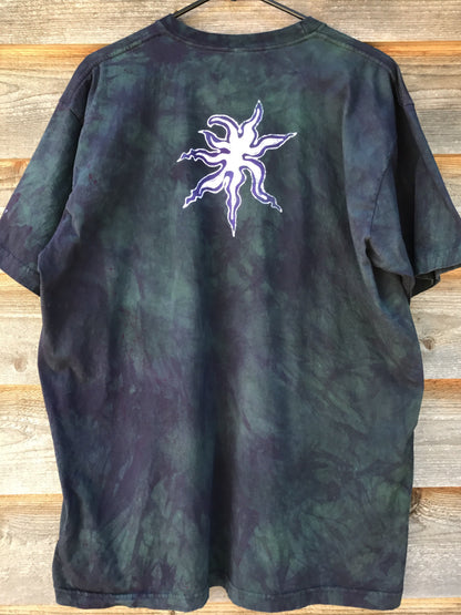 Solar Eclipse in Teal and Dark Purple Handmade Batikwalla Tshirt - Size 2X