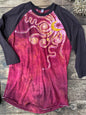 Sunshine and Merlot Moon Swirls Black Raglan 3/4 Sleeve Batik Top Batikwalla Large 