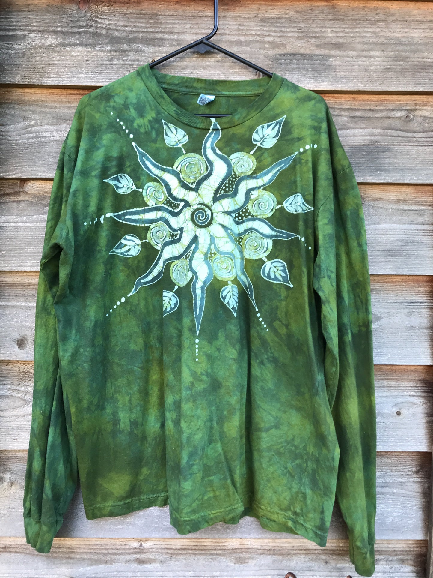 Green Leaf Handmade Batik Long Sleeve Tshirt