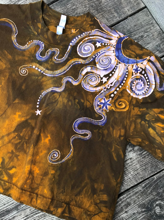 Purple Moon Gold Starlight Oversize Crop Tee Shirts & Tops Batikwalla by Victoria 