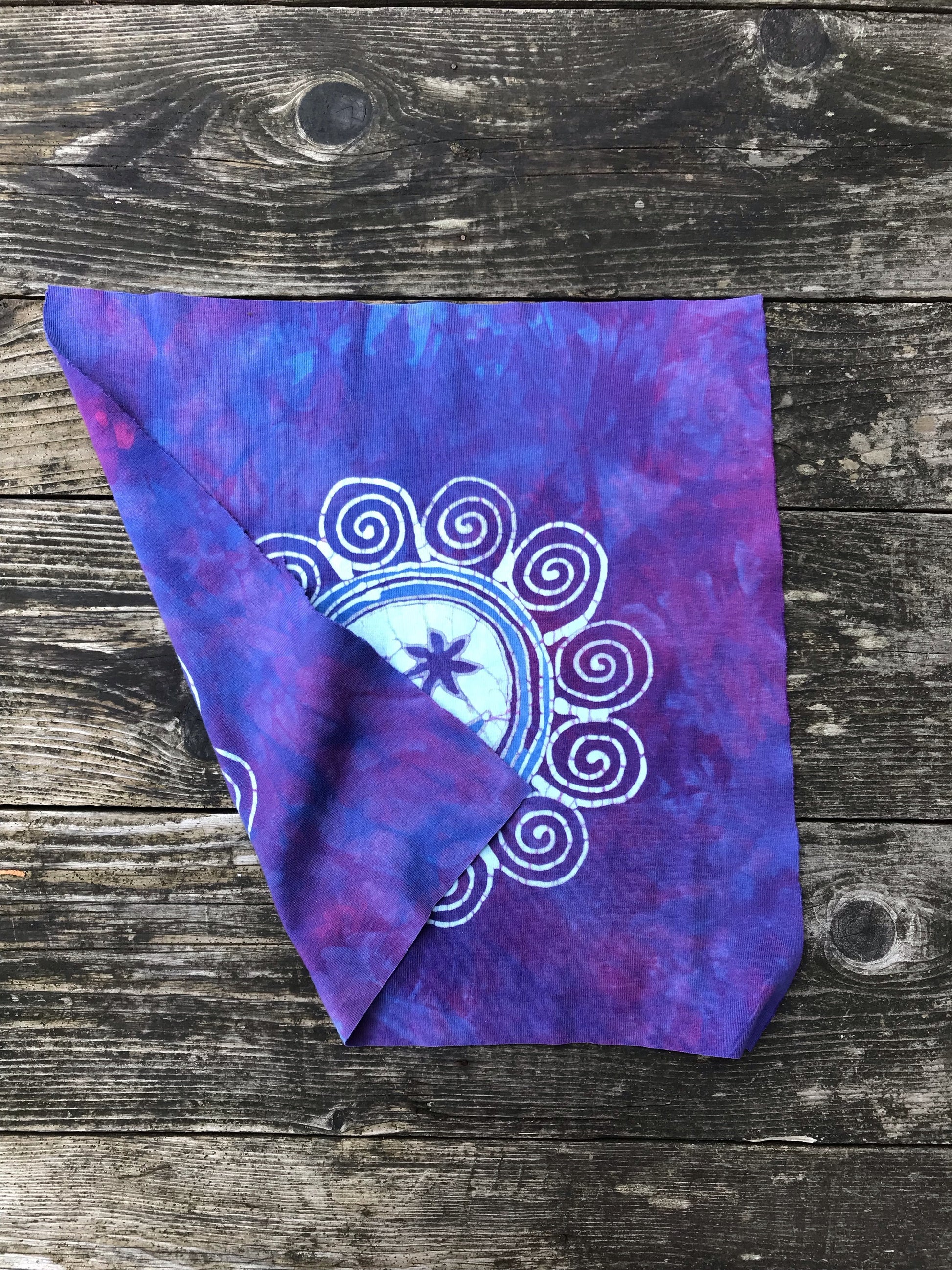Hand Painted Batik Fabric Square - Moon Marble in Teal and Purple