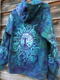 Teal and Purple Tree of Life Handcrafted Batik Zipper Hoodie - Size Small hoodie batikwalla 