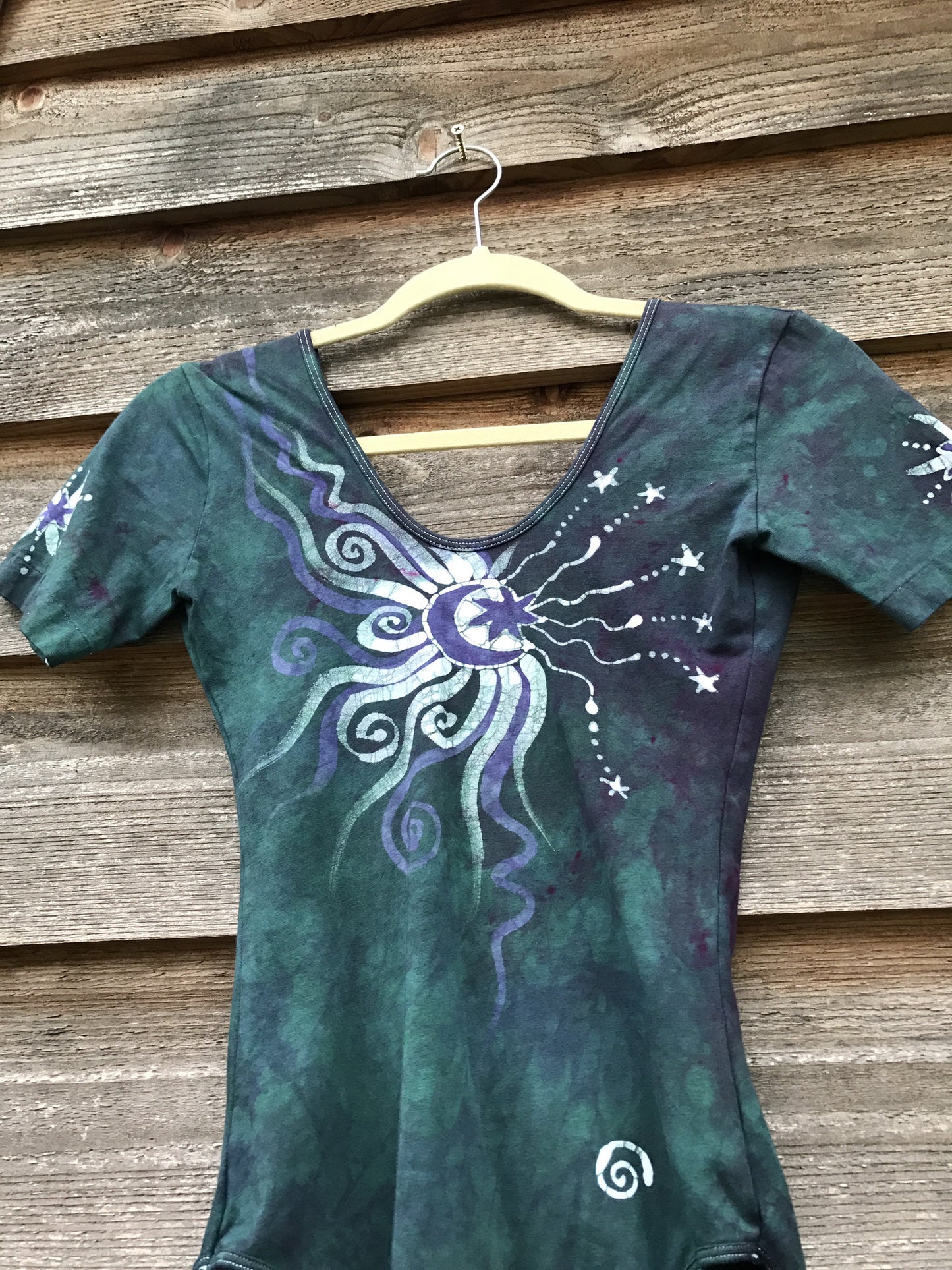 Teal Moon Dance Batik Leotard On Sale - Imperfect Stitching - Size Large