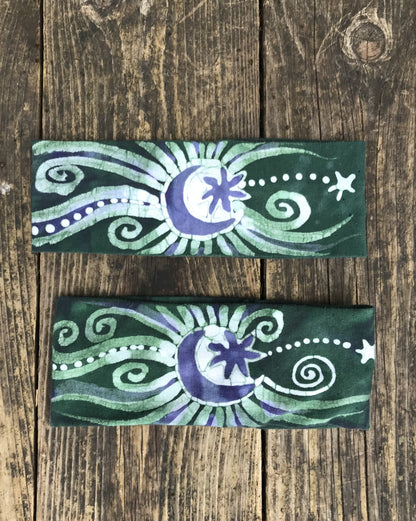 Teal Green and Purple Fold Over Headband - by Batikwalla Batikwalla by Victoria 