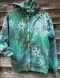 Mushroom and Moss Green Moon Handcrafted Batik Zipper Hoodie - Size Small hoodie batikwalla 