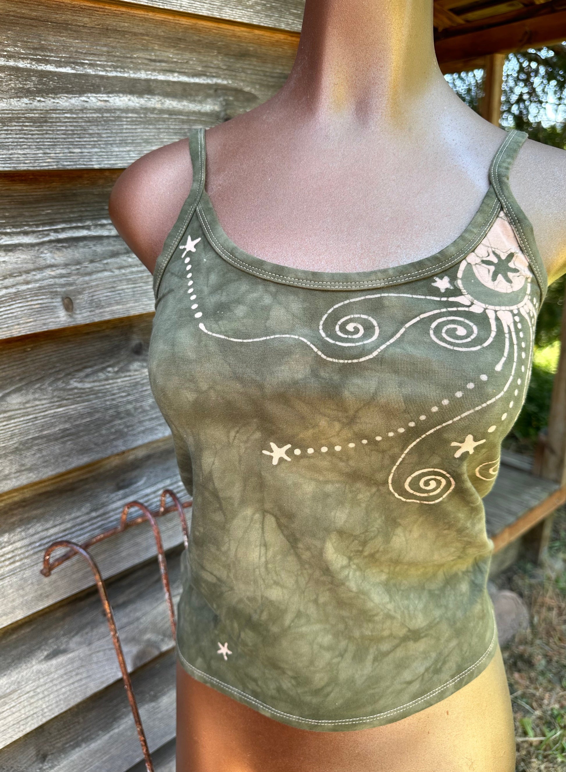 Sage Moon Hand Painted Batikwalla Tank Top Tops batikwalla 