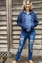 Midnight Moon Blue Flame Swirls Handmade Batik Hoodie hoodie batikwalla M/L 
