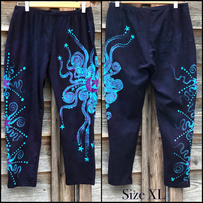 Deep Blue and Purple Moon Batik CAPRI Leggings