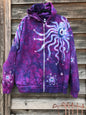 Purple Magenta Moon and Star Handcrafted Batik Zipper Hoodie - Size 2X hoodie batikwalla 