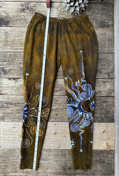 Sun Gold and Deep Purple Sun Batik Leggings - Size Small leggings batikwalla 