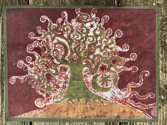 Tree on a Hill Batik Batik Fabric Print