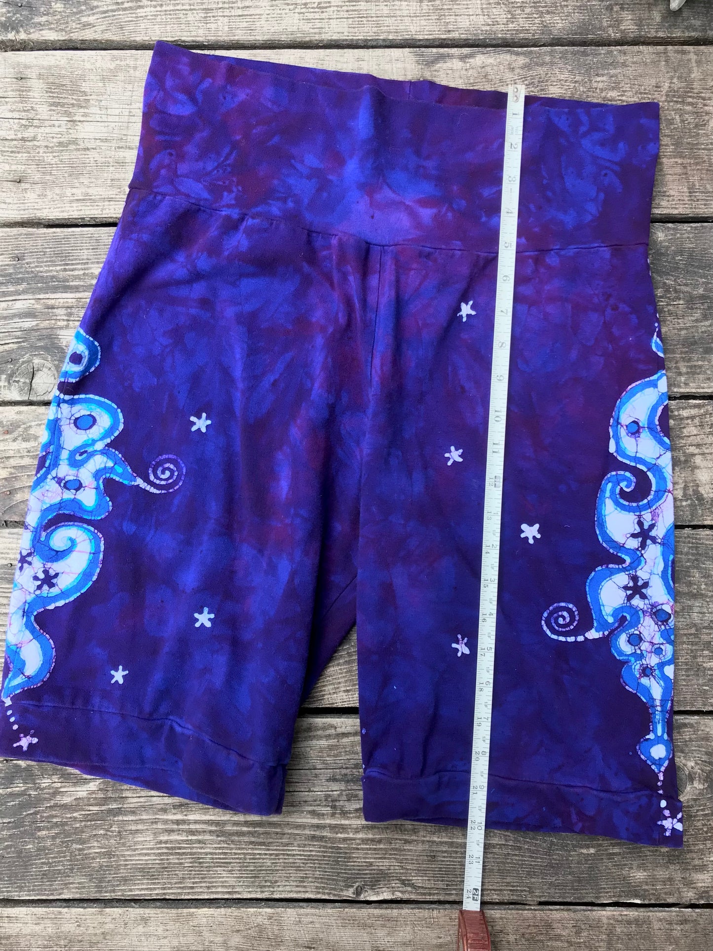 Blue Purple Batik Flame Biker Shorts Batikwalla by Victoria 