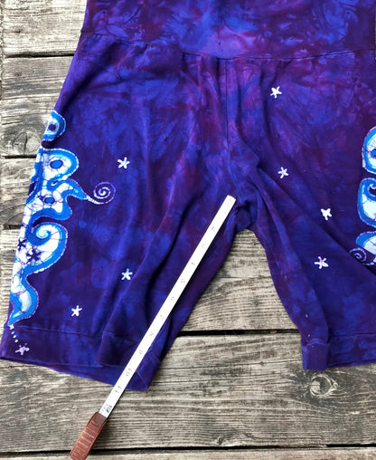 Blue Purple Batik Flame Biker Shorts Batikwalla by Victoria 