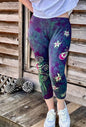 Teal Sunset Moon Sun Stars CAPRI Leggings - Size LARGE leggings batikwalla 