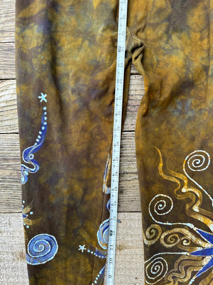 Sun Gold and Deep Purple Sun Batik Leggings - Size Small leggings batikwalla 