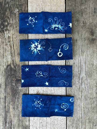 Blue Purple Moon and Stars Handmade Batik Headband fabric Batikwalla by Victoria 