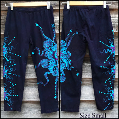 Deep Blue and Purple Moon Batik CAPRI Leggings