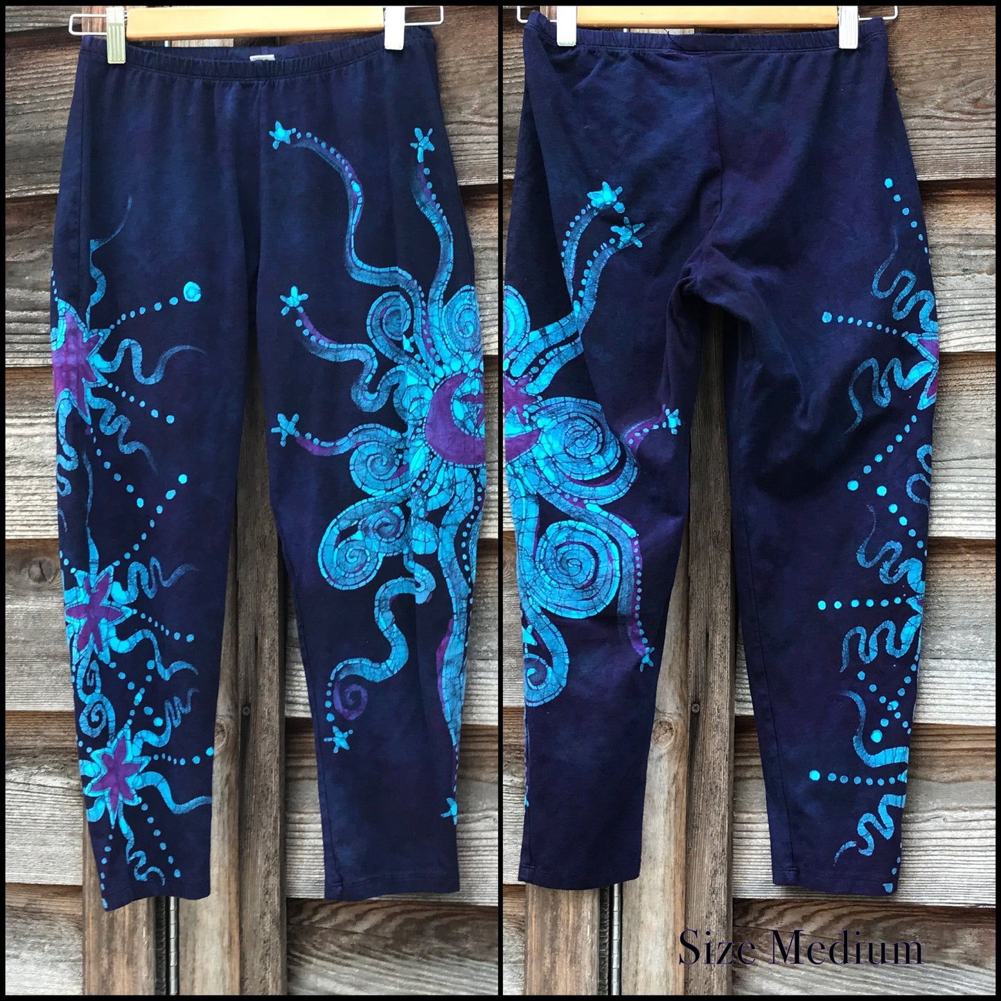 Deep Blue and Purple Moon Batik CAPRI Leggings