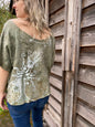Desert Tree Sage Moon Organic Cotton Terry Handmade Batik Top - M/L (Oversized) Batik Dresses Batikwalla 