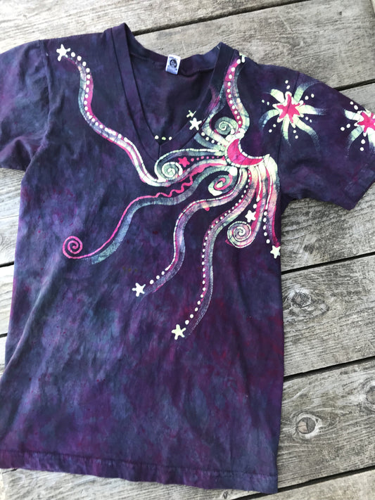 The Stars Will Guide Us Vneck Tee in Purple - Sale Basket Size XS Batikwalla by Victoria XS 