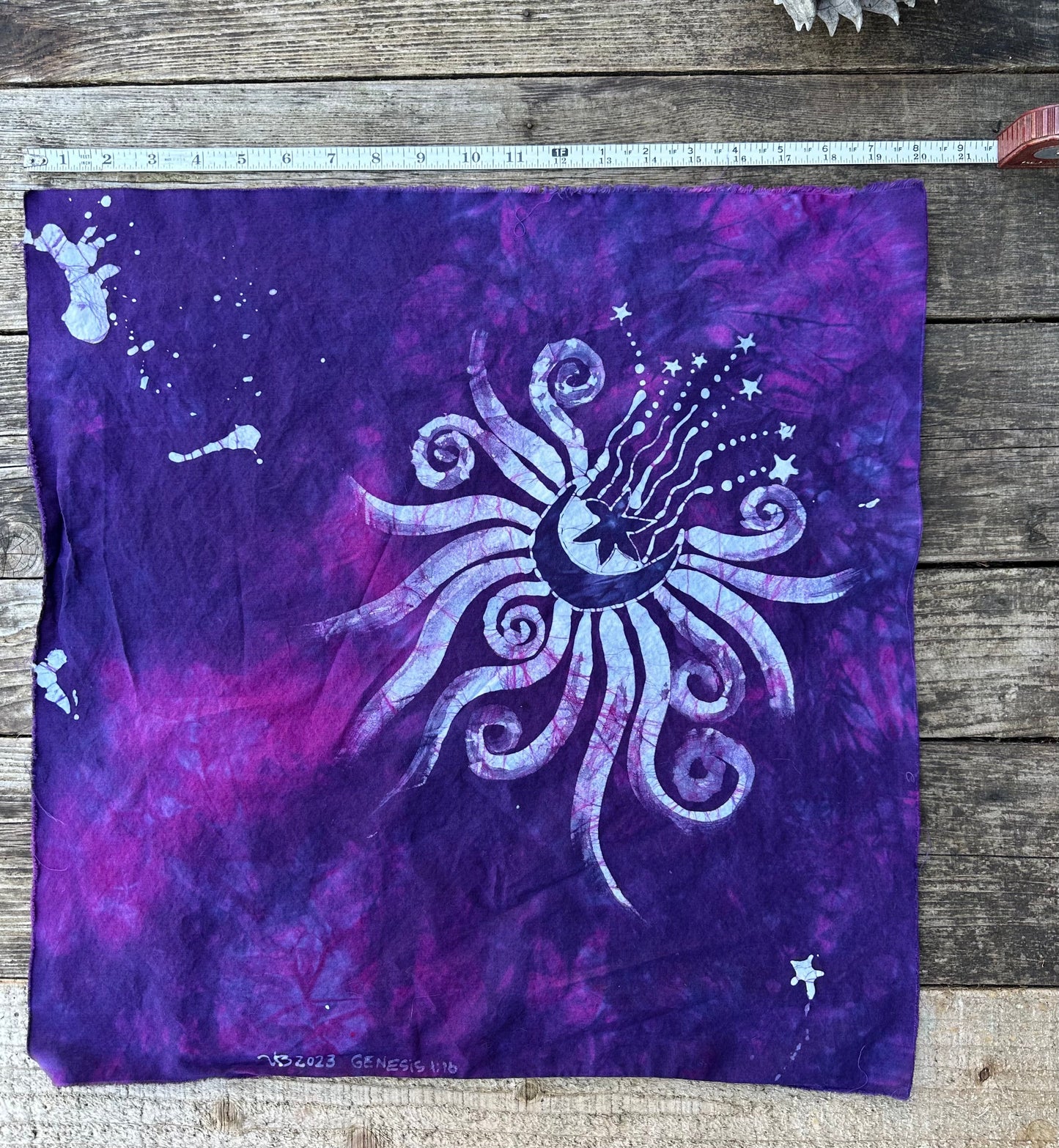 Imperfect Moon Batik Cotton Fabric Bandana - bright purple scarf batikwalla 