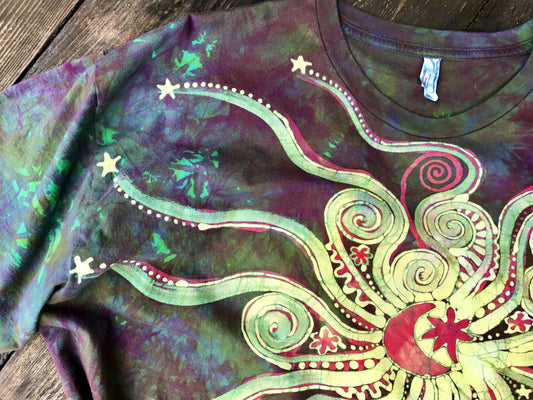 Sunrise Meadow Moon Star Organic Batik Tshirt - Size 3X