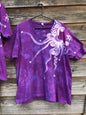Fuchsia Moonbeams Hand Painted Batikwalla Vneck Tshirt - Unisex Tshirts batikwalla 2X 
