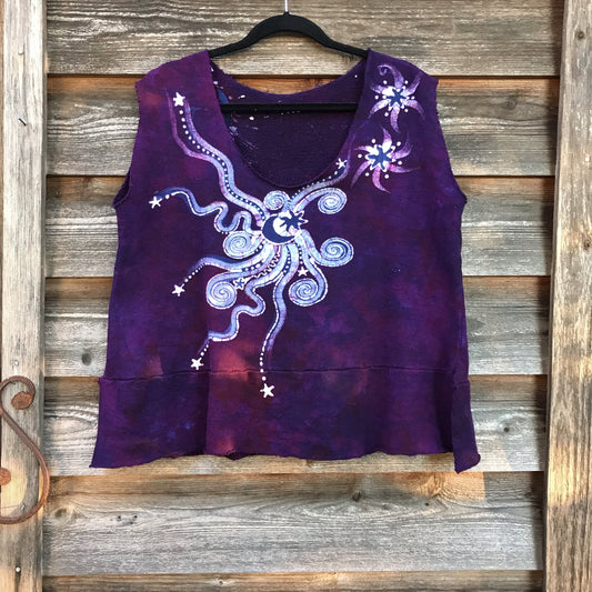 Magenta Moonbeams Organic Cotton Handmade Batik Top - Size XL Batik Dresses Batikwalla 